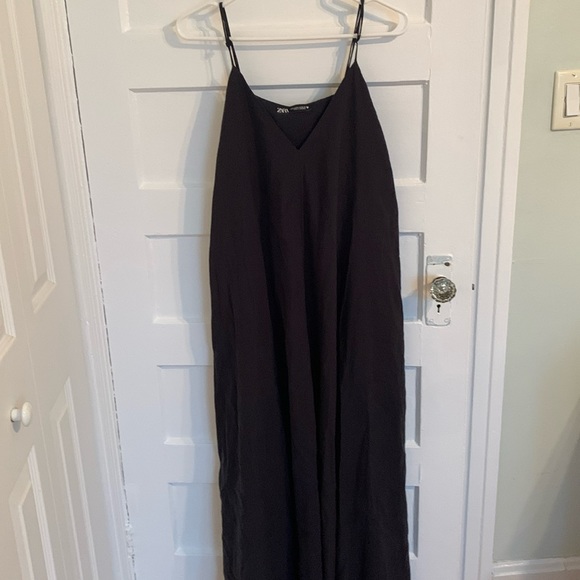 Black satin maxi dress - size M - Picture 1 of 4